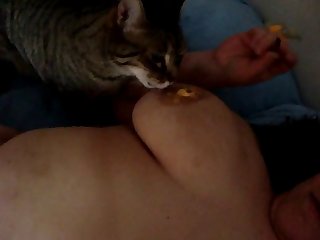 Bbw Licked By Cat And Dog